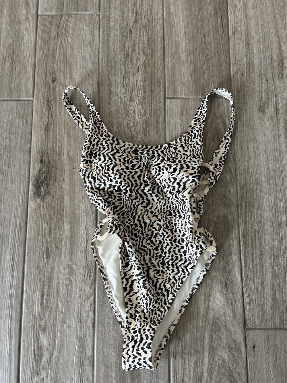 NWT Aerie One-Piece Swimsuit in Black and Cream Animal Print